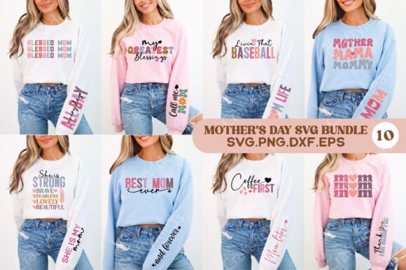 Mother's Day Sleeve Png Bundle: Graphics for Crafts